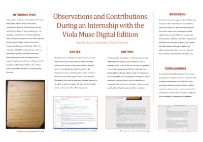 Observations and Contributions During an Internship with the Viola Muse Digital Edition